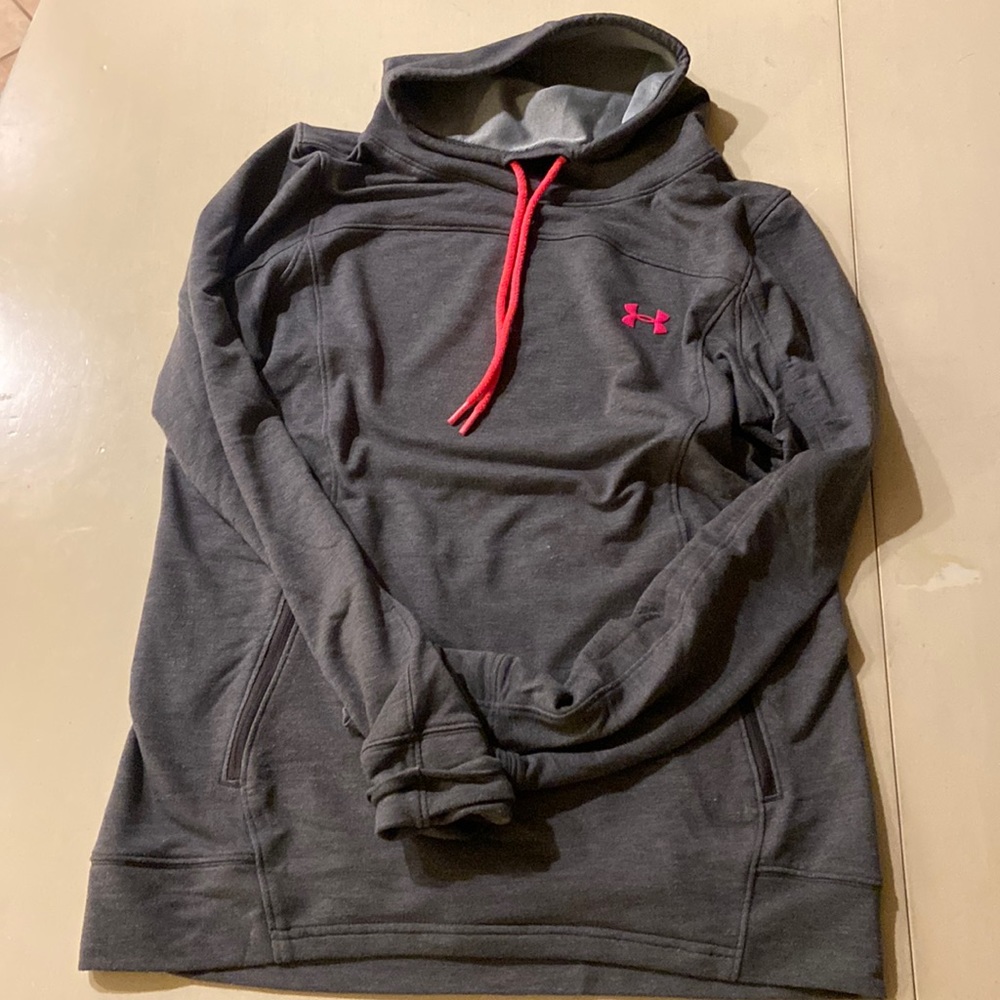 Under Armour grey workout sweater, cowl neck, size M